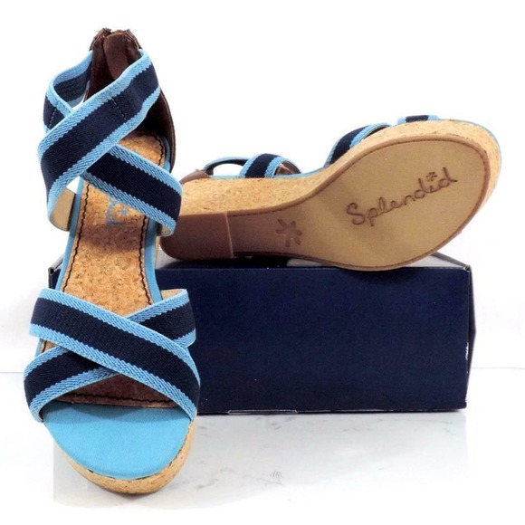 Splendid Wishful Platform Wedge Sandals Heels Chambray Blue Textile Size 10 - Picture 8 of 8